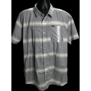 Zoo York Men’s XXL Short Sleeve Button-Up Shirt White Black Striped Casual Top